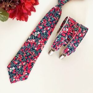 tirantes para niño con flores rojas